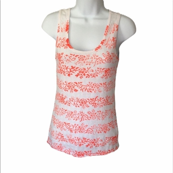 Free People orange and white sleeveless lightweight tank top - Picture 1 of 8